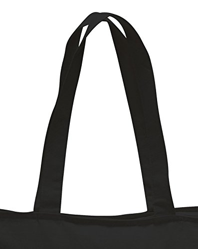 (6 Pack) Set of 6 Heavy Canvas Large Tote Bag with Zippered Closure (Black)