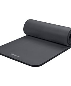 Retrospec Solana Yoga Mat 1" Thick w/Nylon Strap for Men & Women - Non Slip Exercise Mat for Home Yoga, Pilates, Stretching, Floor & Fitness Workouts - Graphite