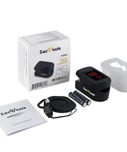 Zacurate Pro Series 500DL Fingertip Pulse Oximeter Blood Oxygen Saturation Monitor with Silicon Cover, Batteries and Lanyard (Royal Black)