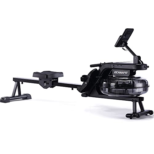 ECHANFIT Water Rowing Machine Rower with 6 Levels Resistance and 400 LBS Max Weight Capacity Cardio Exercise for Home Use