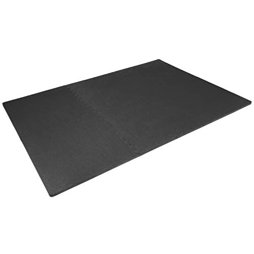 ProsourceFit Extra Thick Puzzle Exercise Mat ¾”, EVA Foam Interlocking Tiles for Protective, Cushioned Workout Flooring for Home and Gym Equipment, Black