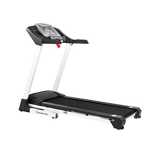 Sunny Health & Fitness SF-T7515 Smart Treadmill with Auto Incline, Speakers, Bluetooth, LCD and Pulse Monitor, Phone Function, 240 LB Max Weight , grey