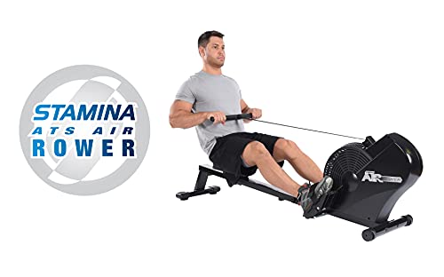 Stamina ATS Air Rower, Black - Smart Workout App, No Subscription Required - Foldable Rowing Machine for Home w/LCD Monitor, Dynamic Air Resistance