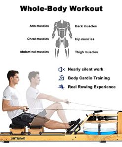 Max4out Water Rowing Machine, High-End Ash Wood Water Resistance Wooden Rower with LCD Monitor Row Machine for Home Fitness Workout, 265 LB Weight Capacity