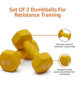 Amazon Basics Neoprene Coated Dumbbell Hand Weight Set, 8-Pound, Set of 2, Yellow