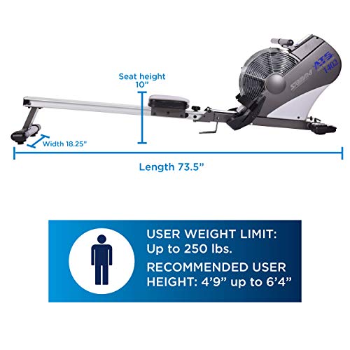 Stamina ATS Air Rower, Grey - Smart Workout App, No Subscription Required - Foldable Rowing Machine for Home Use