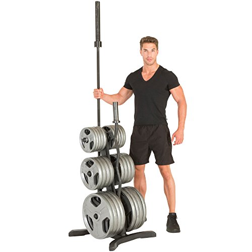 Fitness Reality Olympic Weight Tree/Plate Rack/Bar Holders/Chrome Storage Posts, 1000 lb