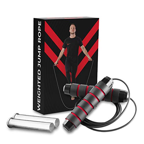 Champs MMA Boxing Weighted Jump Rope for Exercise – Skipping Rope with Adjustable Weights and Length, 360° Rotation, and Non-Slip Foam Handles – Jump Rope Boxing Equipment for Training at Home