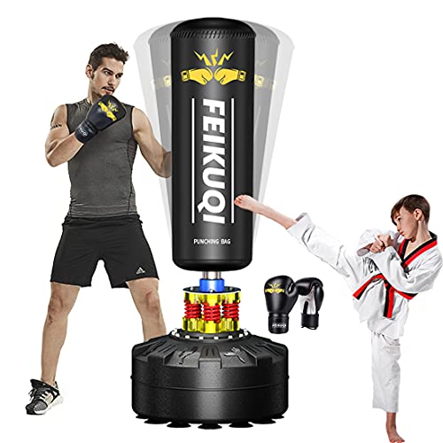 FEIKUQI Freestanding Punching Bag 70''-205lbs Heavy Boxing Bag with Stand for Adult Youth Kids - Men Women Stand Kickboxing Bag for Home Office Gym (with Gloves)
