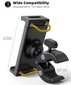 Lamicall Tablet Holder Mount for Peloton - Indoor Bike Gym Treadmill Spin Tablet Stand for Microphone Stand, Stationary Exercise Bicycle Tablet Clamp Like iPad Pro 11/ Air/ Mini and 4.7-12.9