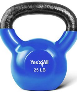 Yes4All Vinyl Coated Kettlebell Weights – Great for Full Body Workout and Strength Training (25Lb - Dark Blue)