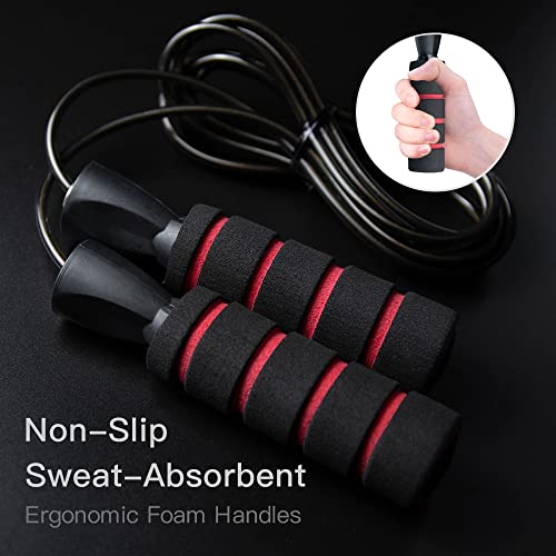Adult Jump Rope for Fitness : KainKript Skipping Rope for Women Exercise Jumprope with Bearing 6” EVA Memory Foam Handles Jumping Rope for Workout Jump Rope for Men Kids