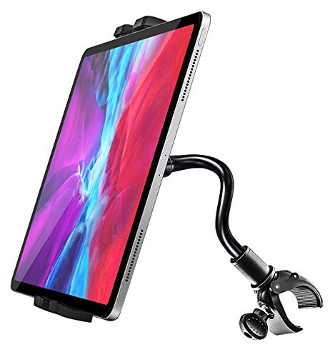 Gooseneck Spin Bike Tablet Mount, woleyi Elliptical Treadmill Tablet Holder, Indoor Stationary Exercise Bicycle Tablet Stand for iPad Pro / Air / Mini, Galaxy Tabs, More 4-11" Cell Phones and Tablets