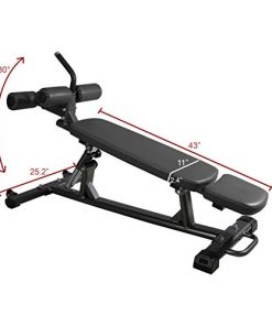 FINER FORM Semi-Commercial Sit Up Bench For Decline Bench Press and Core Workouts, with Reverse Crunch Handle for Ab Exercises and 4 Adjustable Height Settings (Black)