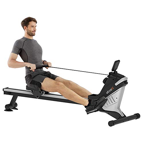 ATIVAFIT Magnetic Rower Rowing Machine 8 Level Adjustable Resistance Exercise for Whole Body with LCD Monitor for Home Use Folding Magnetic Rower