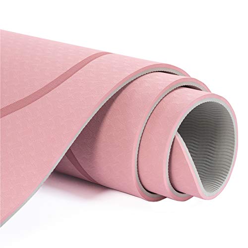 UMINEUX Yoga Mat Extra Thick 1/3'' Non Slip Yoga Mats for Women with Alignment Marks Eco Friendly TPE Fitness Exercise Mat with Carrying Strap & Storage Bag