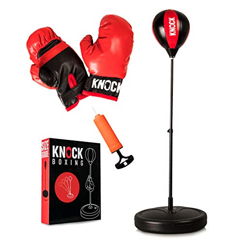 Punching Bag for Kids - Home Gym - Complete Boxing Set Includes Gloves & Pump - Free Standing Bag with Adjustable Height - Great Gift Idea for Kids of All Ages