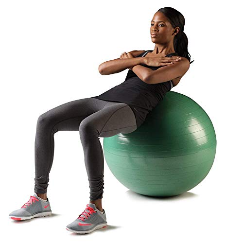 TheraBand Exercise Ball, Professional Series Stability Ball with 65 cm Diameter for Athletes 5'7" to 6'1" Tall, Slow Deflate Fitness Ball for Improved Posture, Balance, Yoga, Pilates, Core, Green