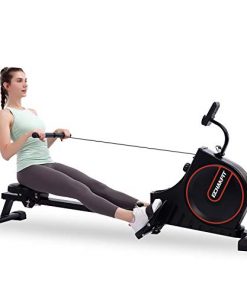 ECHANFIT Rowing Machine with LCD Monitor, Magnetic Resistance Design Rower for Home Indoor Fitness Use with Tablet Holder, Folding Model