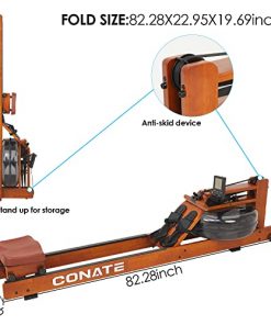 CONATE Water Rowing Machine for Home Use,Walnut Wood Water Rower Water Rowing Machine for Home Use 300 Pound Load-Bearing with LCD Digital Monitor Home Gym Rowing Machine Rower Gift