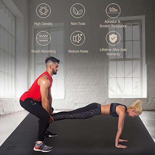 GXMMAT Large Exercise Mat 6'x5'x7mm, Non-Slip Workout Mats for Home Gym Flooring, Extra Wide and Thick Durable Cardio Mat, High Density, Shoe Friendly, Great for Plyo, MMA, Jump Rope, Stretch, Fitness