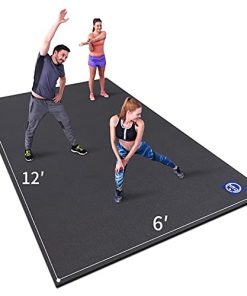 Premium Large Exercise Mat 6' x 12' x 7mm, High-Density Workout Mats for Home Gym Flooring, Non-Slip, Extra Thick Durable Cardio Mat, and Ideal for Plyo, MMA, Jump Rope (Black)