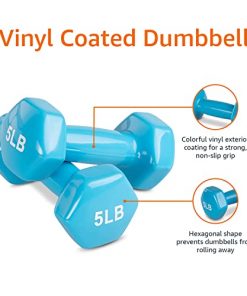 Amazon Basics Vinyl 5 Pound Dumbbells - Set of 2, Light Blue
