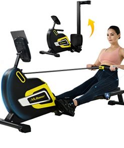 Merax Folding Magnetic Rowing Machine with Performance Monitor and 14-Level Resistance Indoor Rower Machine Exercise Equipment with 46 Inch Slide Rail, 330 LB Max Weight for Home Use (Yellow)