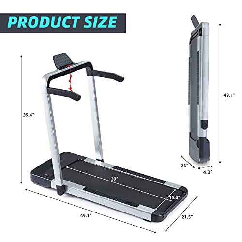 YOLENY Treadmill with App to Record Data, Run,Walk Folding Home Treadmill, 2.25HP Electric Treadmill with Remote Control, Two LCD Monitor