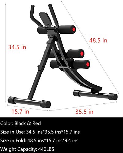 Fitlaya Fitness Core & Abdominal Trainers AB Workout Machine Home Gym Strength Training Ab Cruncher Foldable Fitness Equipment (red01)