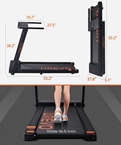 UREVO Foldable Treadmills for Home,Under Desk Electric Treadmill Workout Running Machine,2.5HP Portable Compact Treadmill with 12 Pre Set Programs and 16.5 Inch Wide Tread Belt (Black)