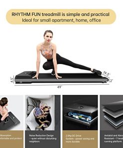 RHYTHM FUN Treadmill Under Desk Walking Treadmill Compact Portable Mini Treadmill for Small Spaces Installation-Free Quiet Jogging Treadmill with Smart Remote and Workout App for Home Office Apartment