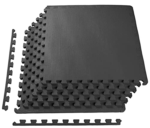 BalanceFrom Puzzle Exercise Mat with EVA Foam Interlocking Tiles, Black, All (BFPM-01BLK)