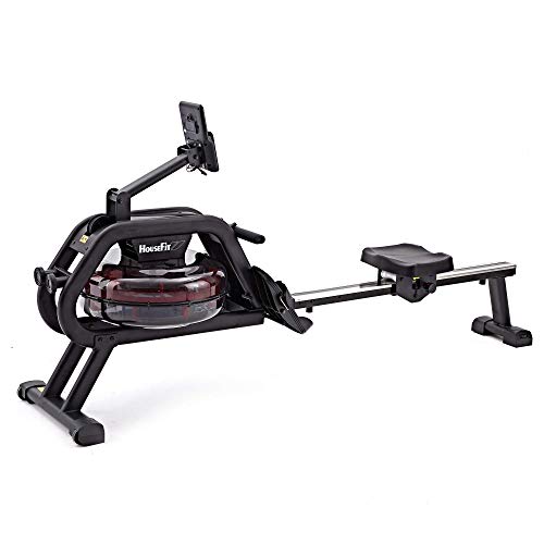 HouseFit Water Rower Rowing Machine with Bluetooth APP 330Lbs Weight Capacity for Home use Water Resistance Row Machine Exercise Equipment with iPad and Phone Support LCD Digital Monitor