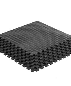 ProSource fs-1908-pzzl Puzzle Exercise Mat EVA Foam Interlocking Tiles (Black, 24 Square Feet)