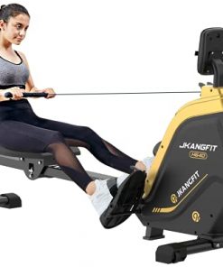 JKANGFIT Folding Rowing Machine - Rowing Machines for Home Use Indoor Magnetic Rower for Full Body with 16 Levels Resistance, LCD Monitor Device Holder (Training)