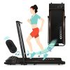 2 in 1 Folding Under Desk Treadmill, Portable Electric Treadmill Walking Jogging Machine with Bluetooth Speaker, Remote Control for Home Office Use,Black