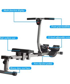 Livebest Foldable Hydraulic Rowing Machine 250lbs Weight Capacity Full Body Stamina Exercise Power with 12 Levels Adjustable Resistance,Home Gyms Training Equipment Fitness Indoor