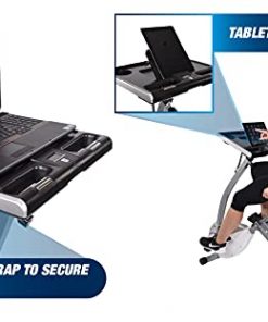 Stamina 2-in-1 Recumbent Exercise Bike Workstation & Standing Desk, Grey - Smart Workout App, No Subscription Required