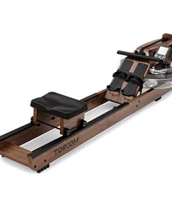 TOPIOM Water Rowing Machine for Home Use, Water Resistance Wooden Rower Machine with Bluetooth Monitor, Suitable for Indoor Fitness Exercise Sports Equipment (B-Dark Brown Basic)