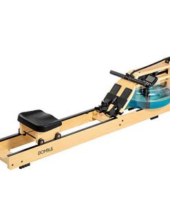 Resistance Weight Machine Rowing Machine 300 lb Weight Capacity for Home Use with LCD Screen Water Resistance Ash Wood Aluminum