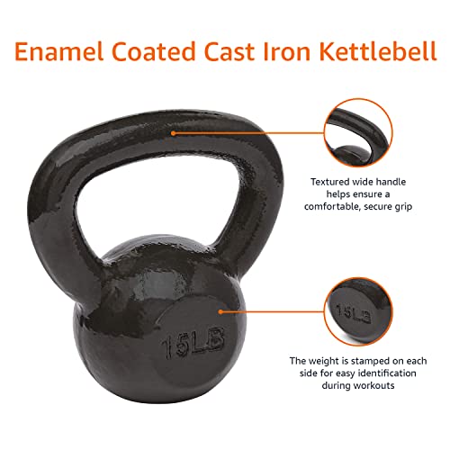 Amazon Basics Cast Iron Kettlebell - 15 Pounds, Black