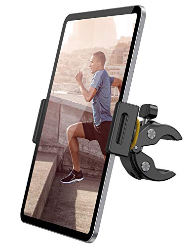 Lamicall Tablet Holder Mount for Peloton - Indoor Bike Gym Treadmill Spin Tablet Stand for Microphone Stand, Stationary Exercise Bicycle Tablet Clamp Like iPad Pro 11/ Air/ Mini and 4.7-12.9" Tablet