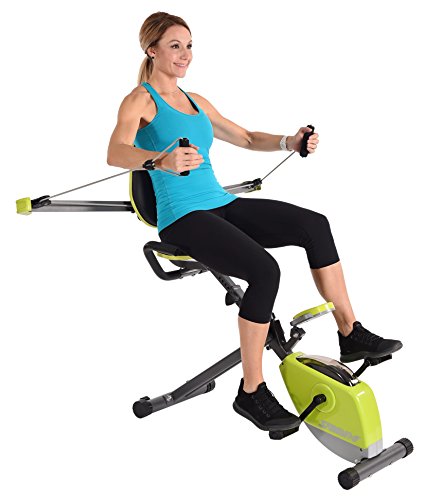 Stamina Wonder Exercise Bike - Smart Workout App, No Subscription Required - Stationary Recumbent Bike with Upper Body Cable Exercisers