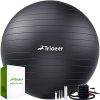 Trideer Extra Thick Yoga Ball Exercise Ball, 5 Sizes Ball Chair, Heavy Duty Swiss Ball for Balance, Stability, Pregnancy, Physical Therapy, Quick Pump Included (Black, L (58-65cm))