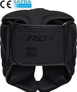 RDX Boxing Headgear Sparring Grappling, Maya Hide Leather, Head Gear for MMA Muay Thai Kickboxing Training, Multi Layered Padding, Taekwondo Martial Arts BJJ Wrestling Karate, Black