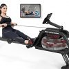 SNODE Water Rowing Machine with Bluetooth APP (Free Trainer-led Workout & Training Workout Record from snode only), Rower for Home Use, Heavy Duty Frame with 331Lbs Weight Capacity (Black)