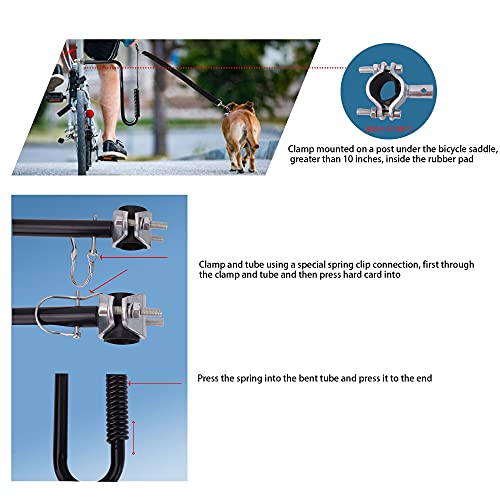 Dog Bike Leash,Hands Free Dog Leash,Treadmill Attachment Exerciser Latest Models1000lbs Pulling Tension Buffer Military Grade -Dog Running Fitness Anti-Depression Black