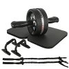 EnterSports AB Wheel Roller, 6-in-1 Exercise Roller Wheel Kit with Knee Pad, Resistance Bands, Pad Push Up Bars Handles Grips , Perfect Home Gym Equipment for Men Women Abdominal Roller