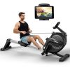 PASYOU Folding Rowing Machine Indoor Magnetic Rower for Full Body Workout with 15 Level Adjustable Magnetic Resistance Advanced Belt Driven System LCD Monitor Smooth Quiet Home Exercise Training